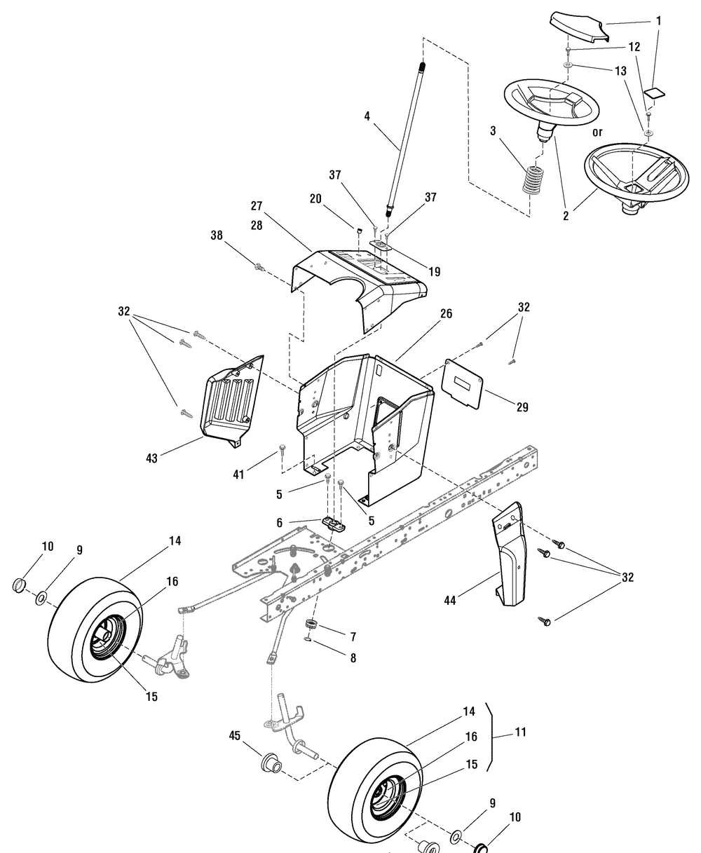 Steering Group (7500502_7501199_7501296) Diagram and Parts List for 7800400-ELT22460H 2009 Briggs and Stratton Lawn Tractor